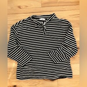 Mango Tie Neck Striped Shirt